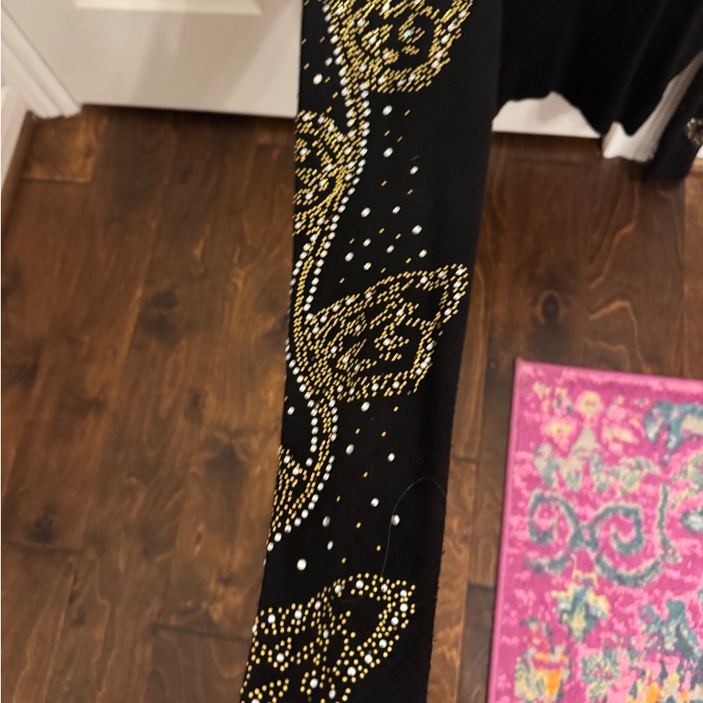 VENUS Black Long Sleeve Top with Gold Embellishments - Picture 2 of 2